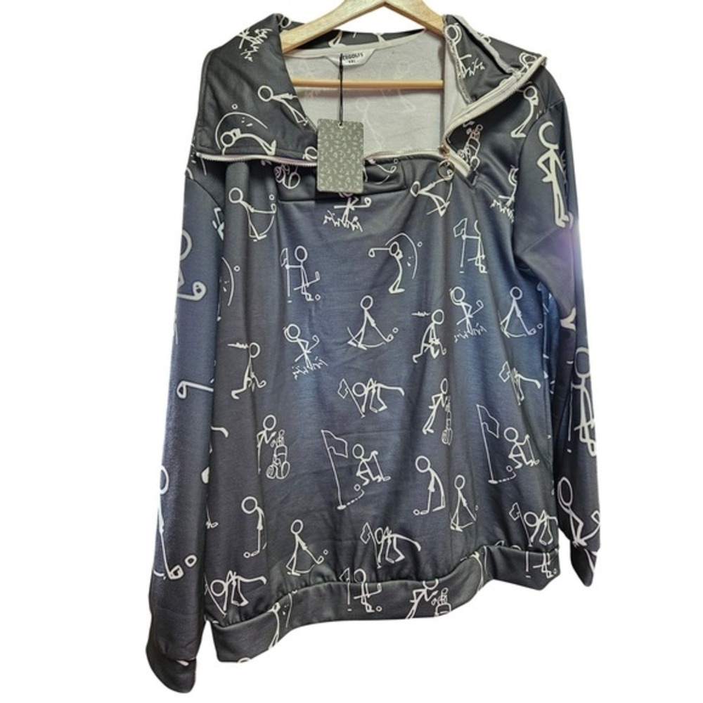 ACEGOLFS XXL Pullover Golf Print Quarter Zip Sweatshirt Athletic Top‎ Activewear